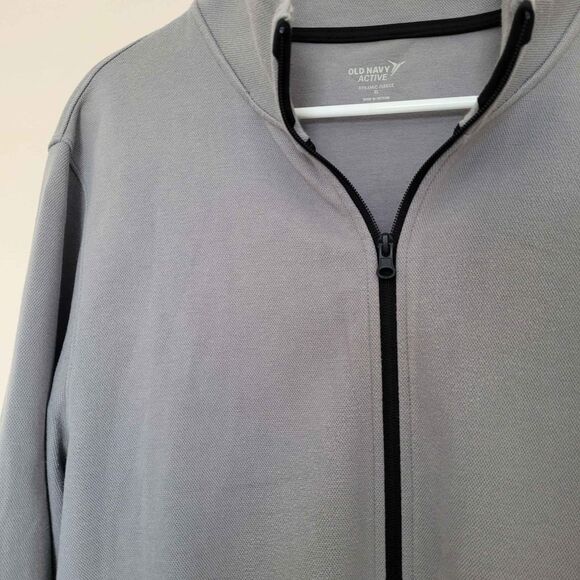 Old Navy Sctive Dynamic Fleece Light Grey Full Zip Sweater Mens Size XL - Picture 2 of 6